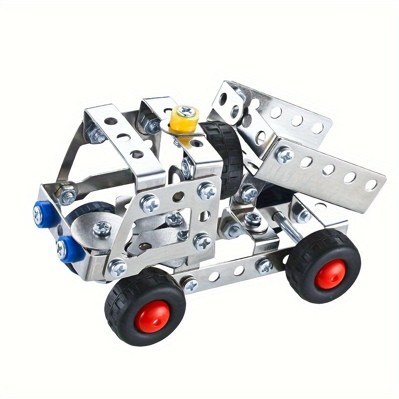 137-piece 3-in-1 Engineering Car Model Kit - Metal building blocks for hands-on learning, ideal gift for kids.