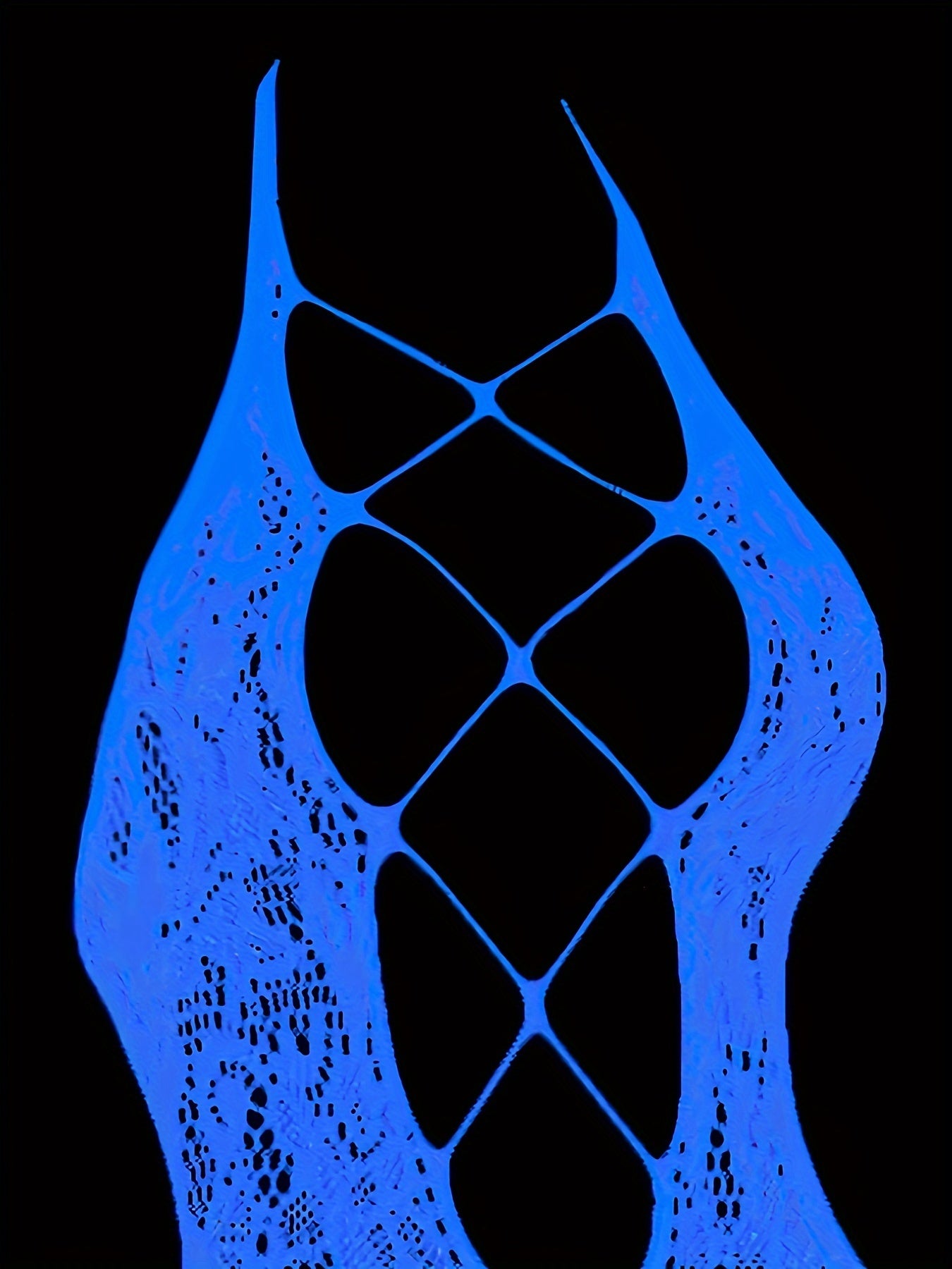 Neon glow-in-the-dark fishnet bodystocking for women, perfect for Y2K clubwear.