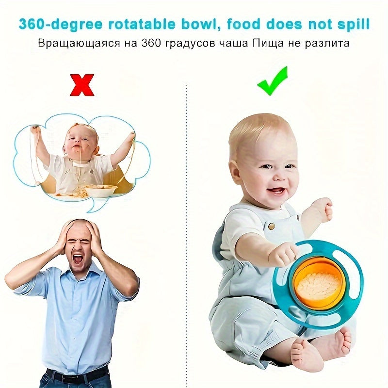 BPA-Free Rotating Bowl for Toddlers with Spill-Proof Design, 360 Degree Spin, Top Fun Feature, and Multi-Color Options