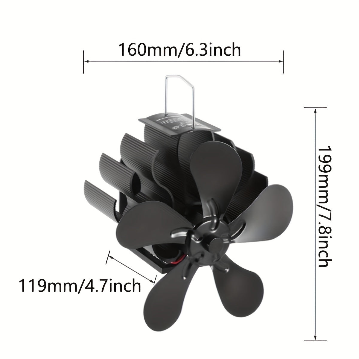 Silent Magnetic Wood Stove Fan - 5-Blade Heat-Powered Fireplace Fan for Wood-Burning Stoves, Effective Airflow, Easy to Carry, Requires No Electricity