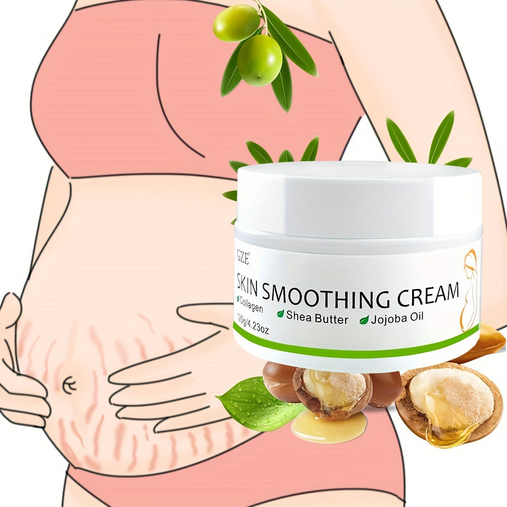 GZE Skin Smoothing Cream with Collagen, Shea Butter & Jojoba Oil - Moisturizing Firming Body Cream for Belly, Butt, Thighs & Arms, Alcohol-Free, Fresh Scent, Enriched with Vitamin C & E