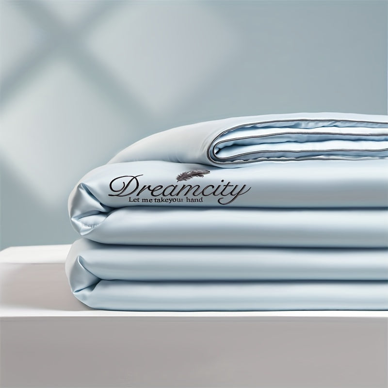 Dreamacity Elegant Summer Quilt - Luxurious Golden Embroidery on Soft, Skin-Friendly 100% Ultrafine Microfiber. Vintage Style Lightweight Cooling Bedding, Machine Washable in Grey. 90g Fabric Weight, Quilting Fabric Only. (Pillowcase & Sheet Not Included)