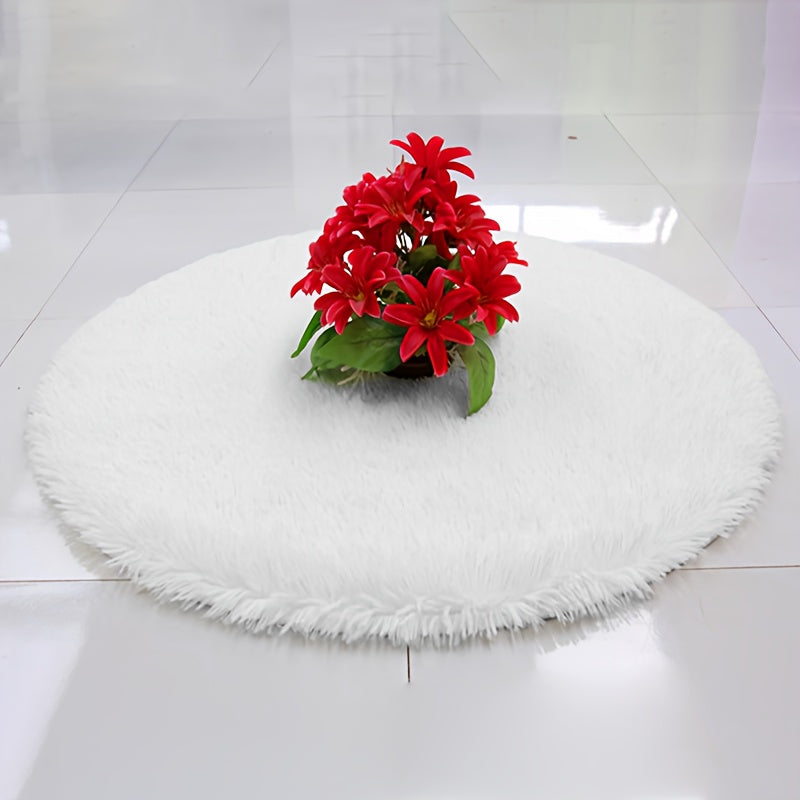 Soft, Non-Slip Plush White Round Area Rug - Perfect for Living Room, Bedroom, and Home Decor - Machine Washable