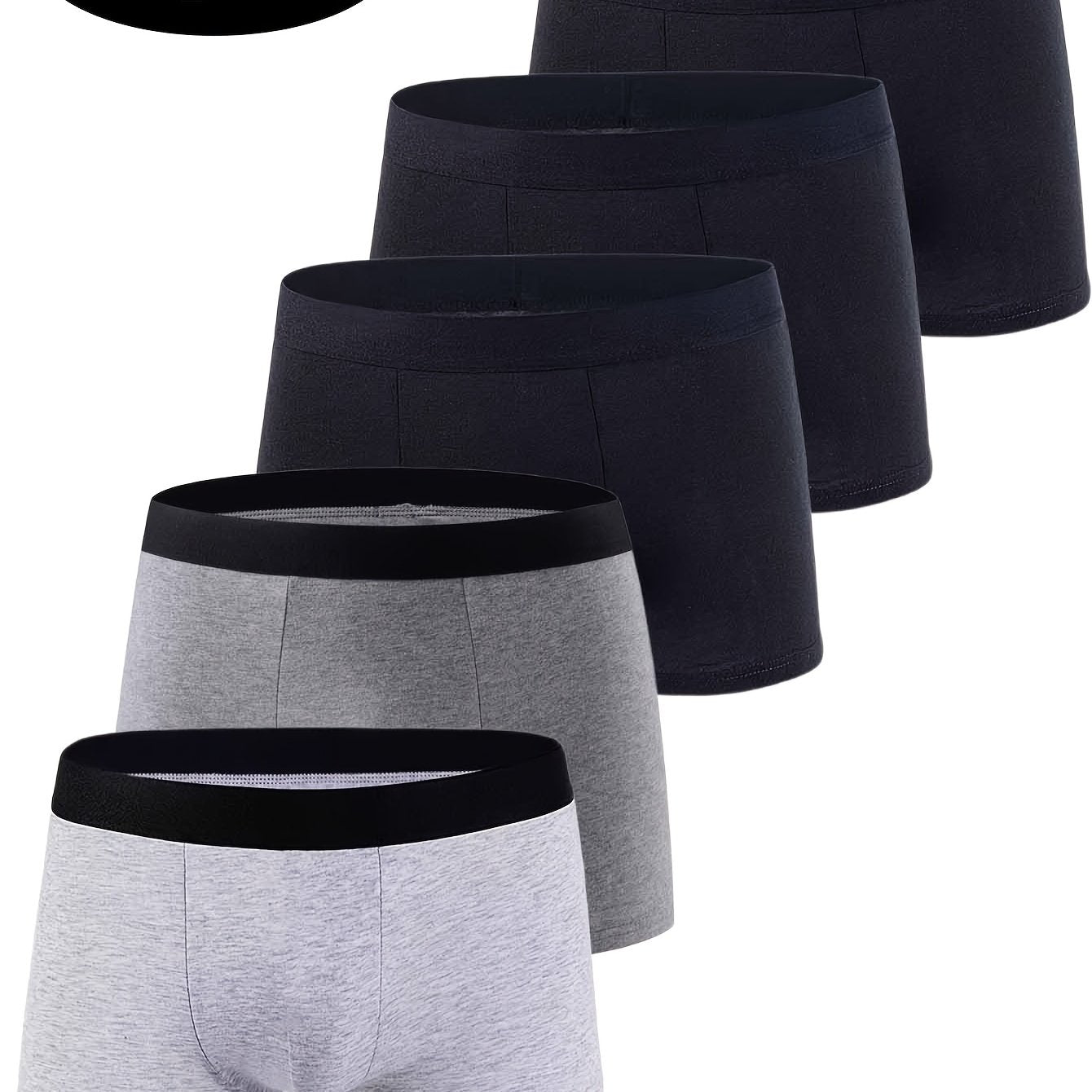 Set of 5 men's breathable underwear made of 95% cotton, stretchy, soft, and comfortable boxer shorts.