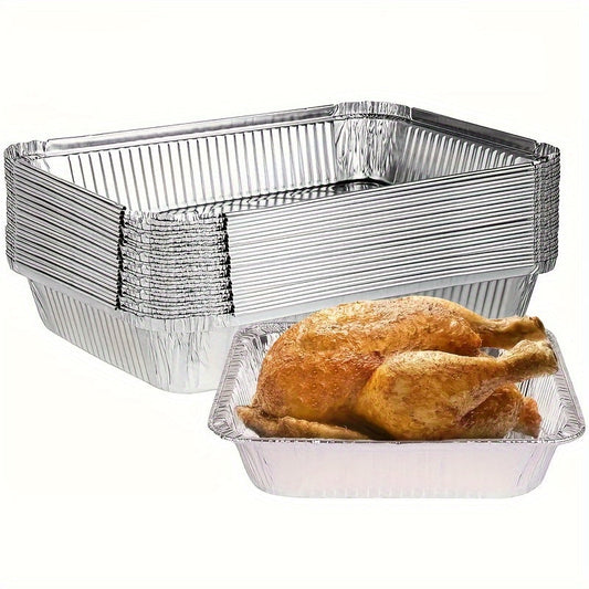 Sturdy Disposable Aluminum Foil Pans sized 30.48cm x 20.32cm - Great for Roasting, Cooking, Camping & Travel - Safe and Chemical-Free, Ideal for Holidays, Perfect for Christmas and Thanksgiving celebrations.