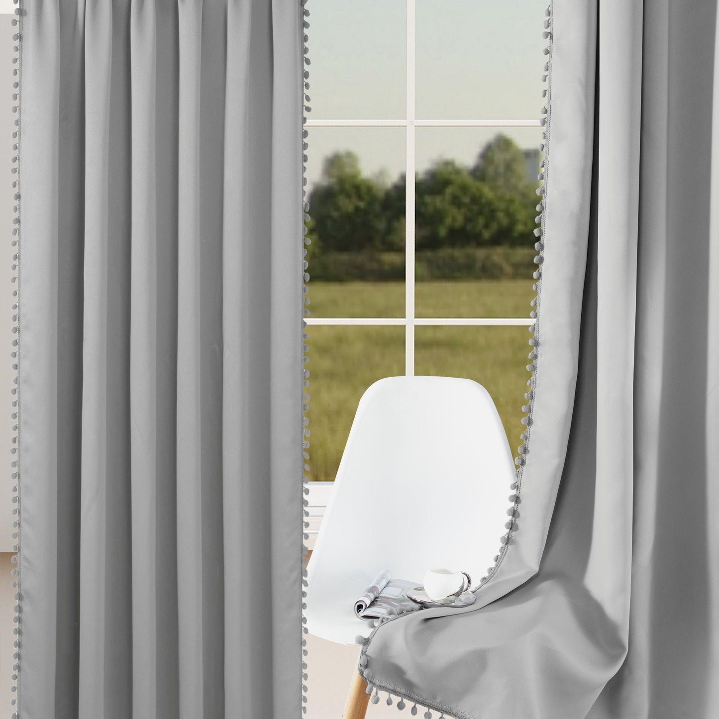 1 thermal insulated blackout curtain panel suitable for study, living room, and kitchen. This decorative curtain features a rod/pole pocket design for added privacy and energy efficiency.