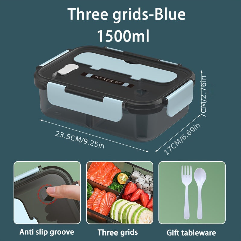 Large Capacity Leak-Proof Lunch Box with Spoon - Double-Layered Design, Ideal for Work or School, Microwave Safe