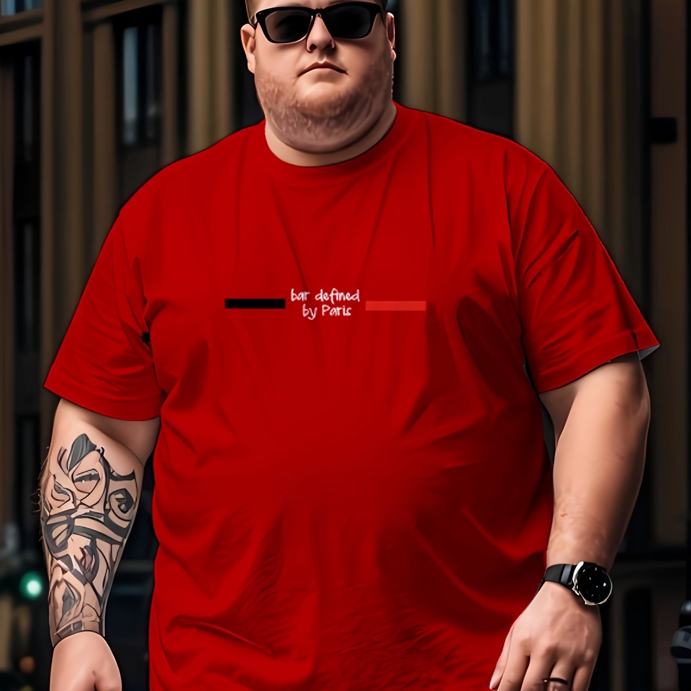 Plus size men's printed t-shirt, perfect for outdoor and party wear.