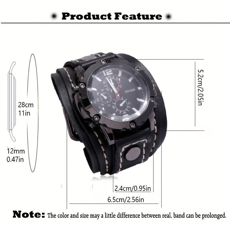 Retro style casual watch for men with a punk vintage design.