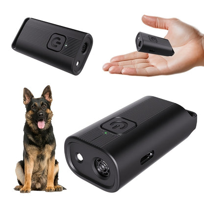 USB rechargeable mini ultrasonic dog repeller with LED for portable and electric anti-barking training.