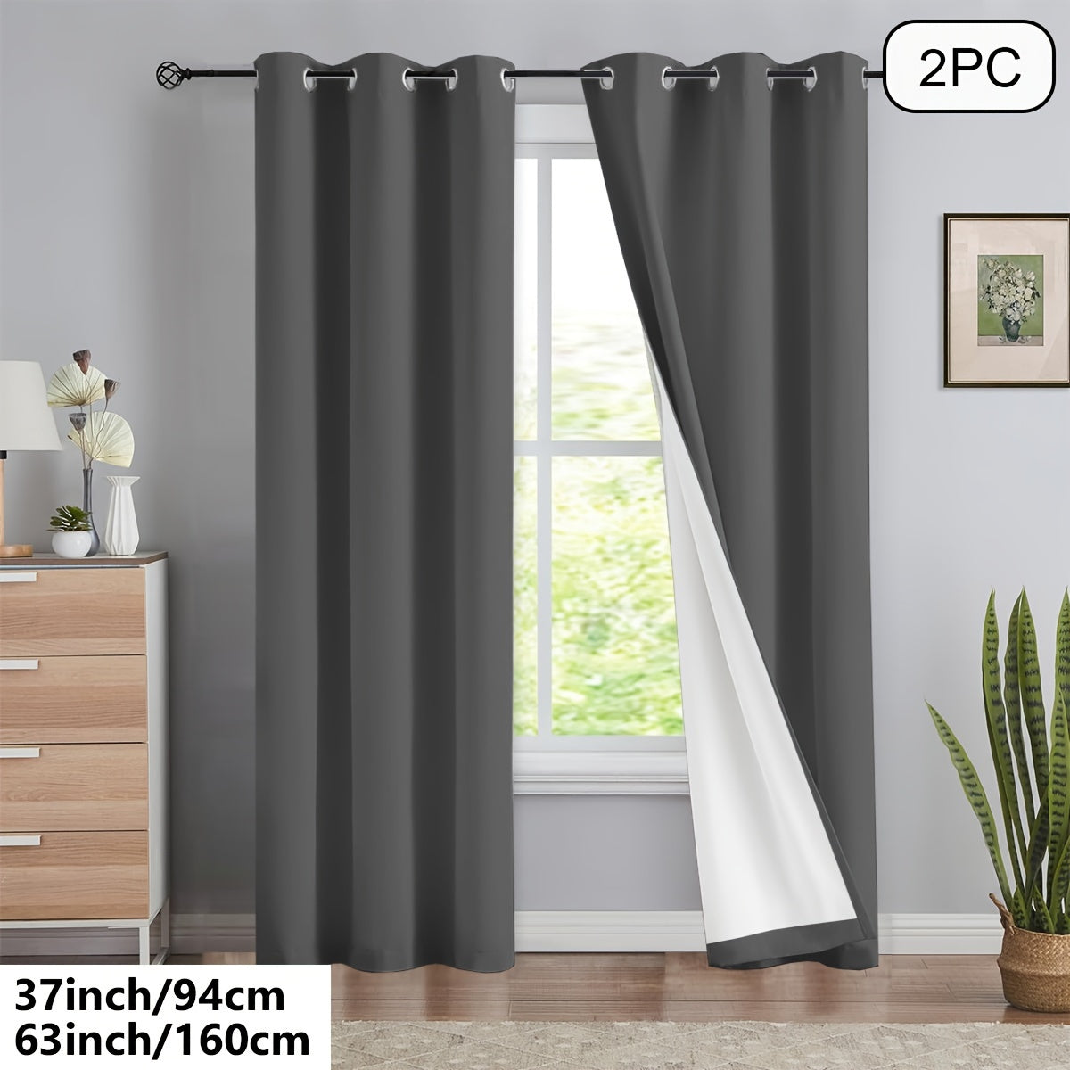 2 blackout curtains for home décor, 100% full blackout with white lining, 54x84 inches, off-white.