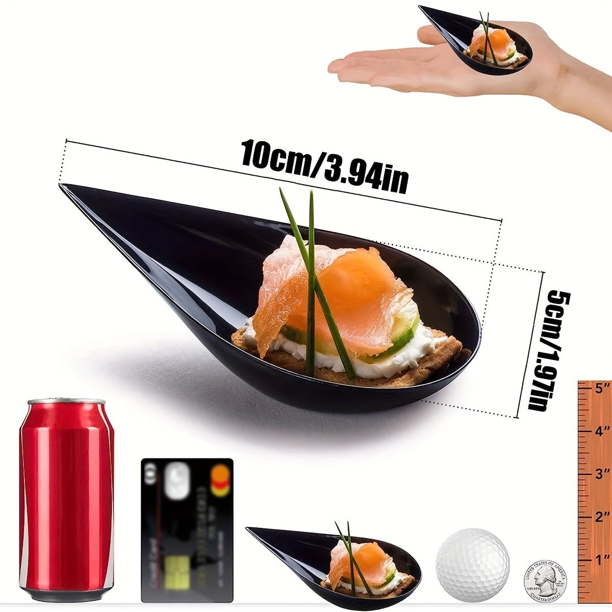 Set of 10 Mini Sushi Dessert Spoons with Swing Plate, Ideal for Wedding Parties, Measures 10.01cm x 5.0cm