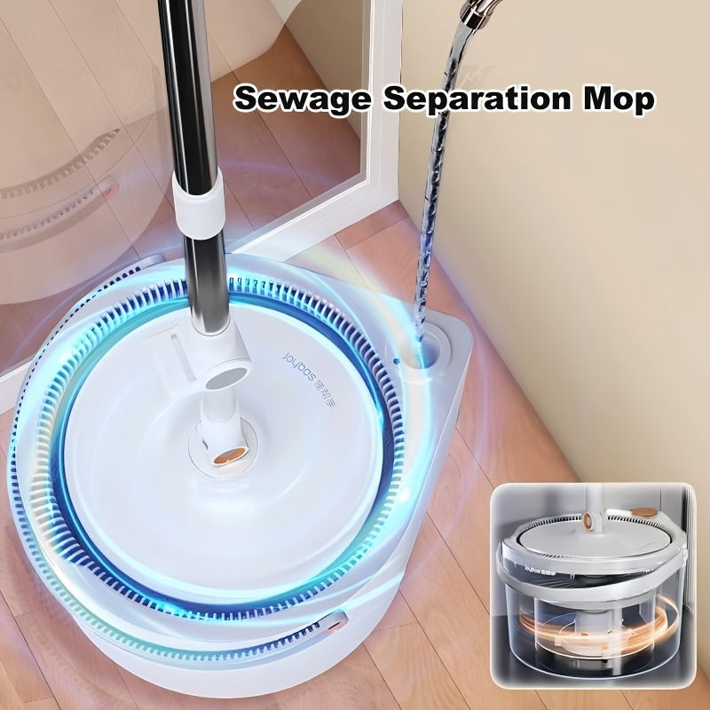 Experience the convenience of the JOYBOS Spin Mop and Bucket System, featuring a long handle for hands-free wash, dust removal, and both dry and wet use on home, kitchen, and bathroom floors. Made from durable plastic material, this system requires no