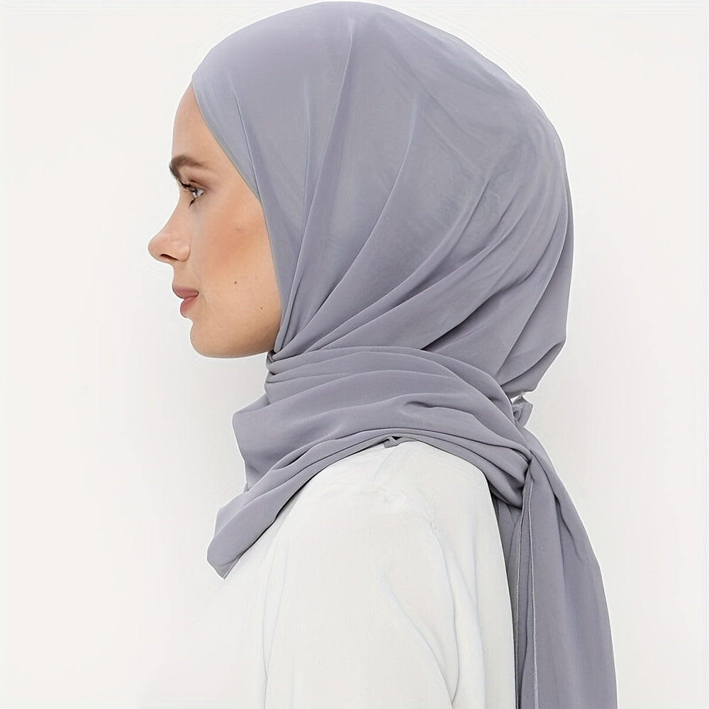 Chic chiffon instant hijab with built-in undercap for women's outdoor wear.