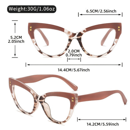 Stylish Cat Eye Reading Glasses with Metal Hinge - Minimalist Color Block Design, Presbyopic Eyewear Available in +1.0 to +4.0