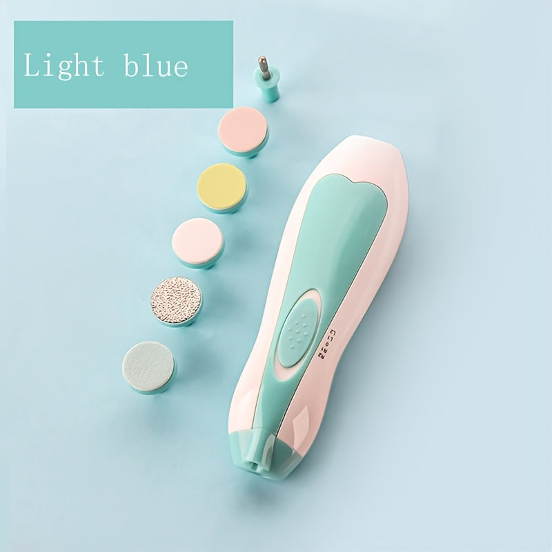 6-in-1 Electric Nail Care Kit - Pink or Blue, featuring a Safe Multi-Head Design for Gentle, Scratch-Free Manicures