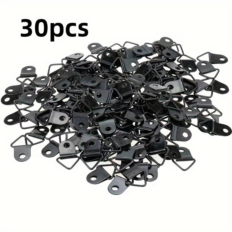 30/80pcs golden triangular frame hooks with screws for wall mounting, modern style, easy to install, for picture frames and art display hardware.