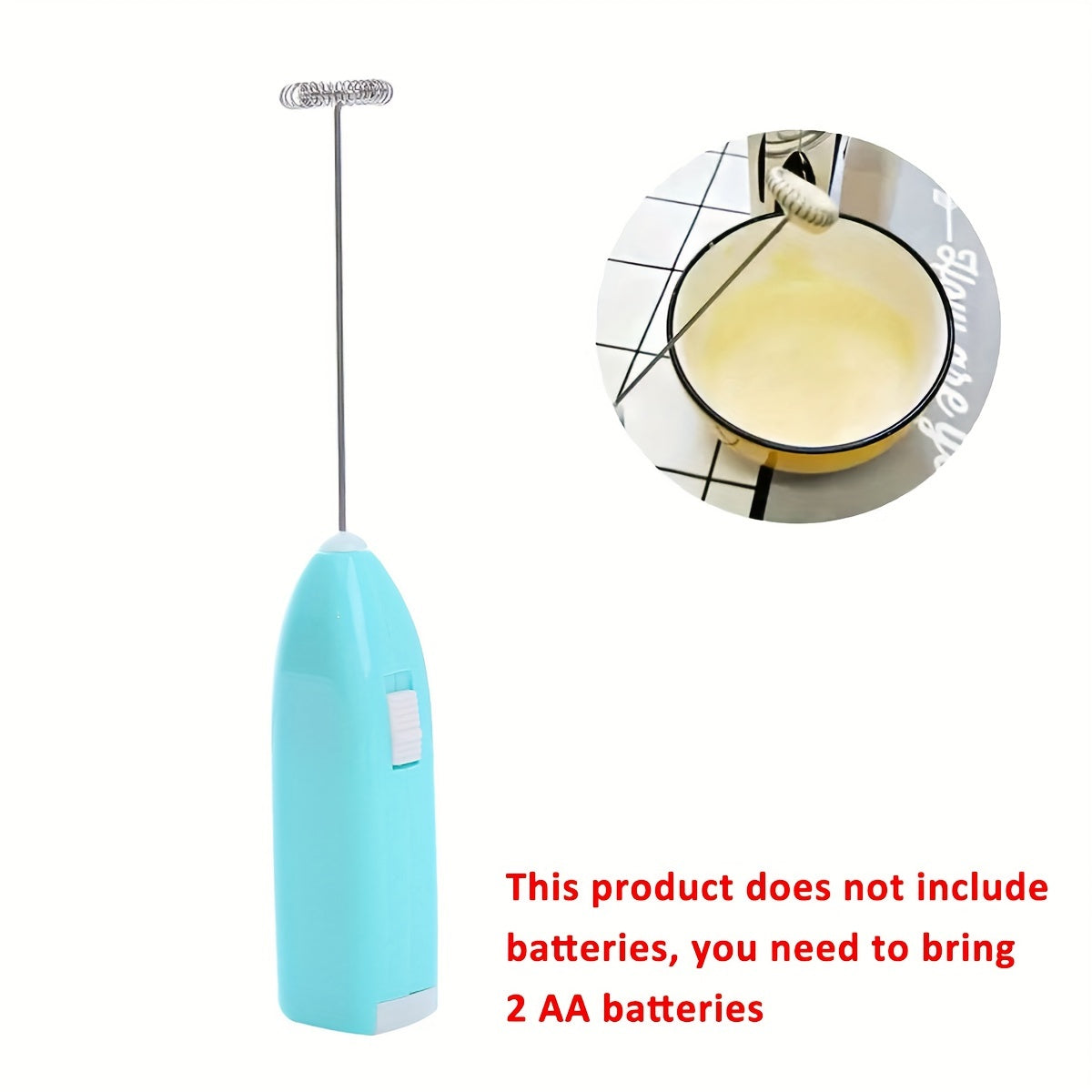 Dual Function Electric Milk Frother and Egg Beater - Battery Powered, Durable Stainless Steel Whisk, Portable Foam Maker for Coffee, Cappuccino, and Desserts, Battery operated (2 AA Batteries Required, Not Included) - Essential Kitchen Gadget