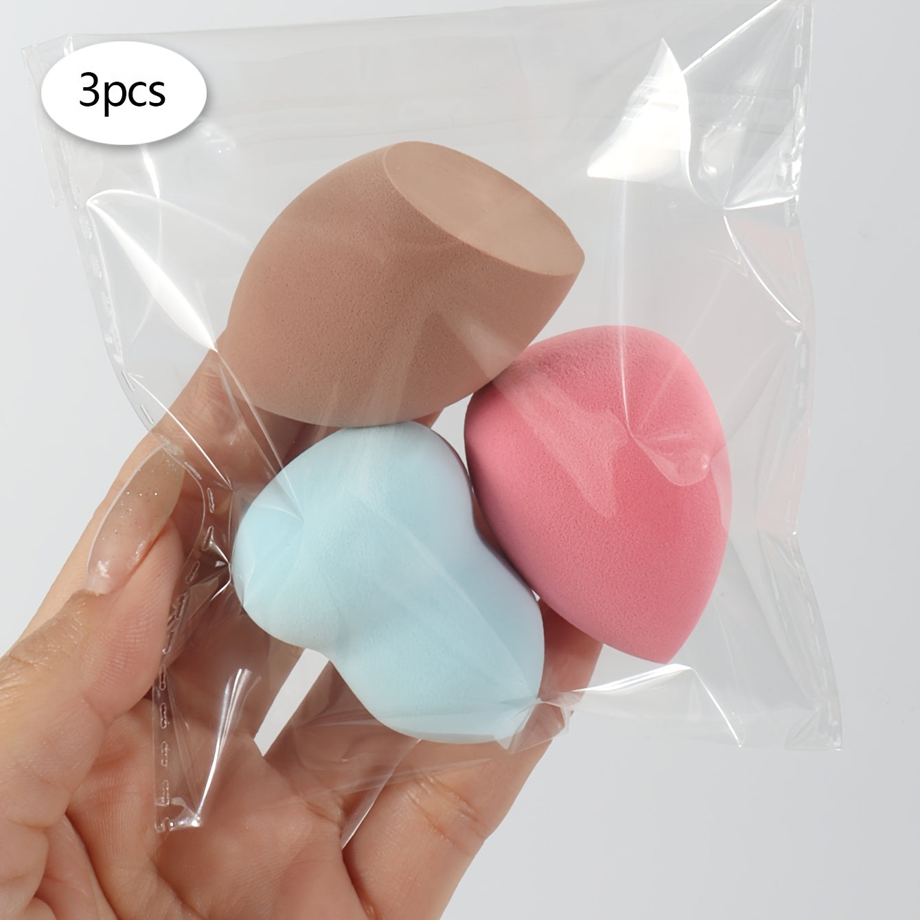 Medium size makeup sponge available in 3, 6, or 12 pieces. Random colors and shapes. Can be used with bb cream, liquid foundation, concealer, blush, etc. Expands when wet. Latex-free.