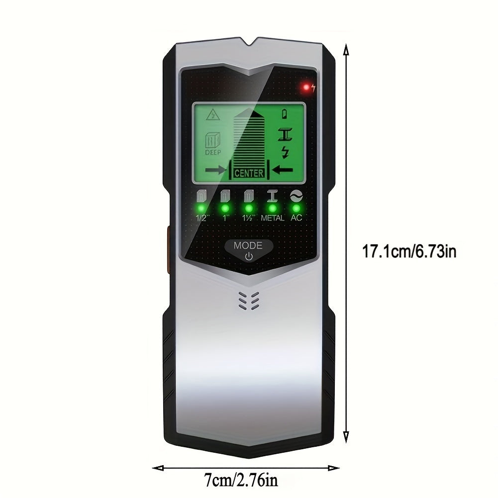 1 dona 5-in-1 devor skaner, dowel pin detektori bilan, yuqori aniqlik 0.01 o'lchov aniqligi, ABS material, LED displey, batareya bilan ishlaydi (batareya kiritilmagan), elektron pin, metall, AC sim