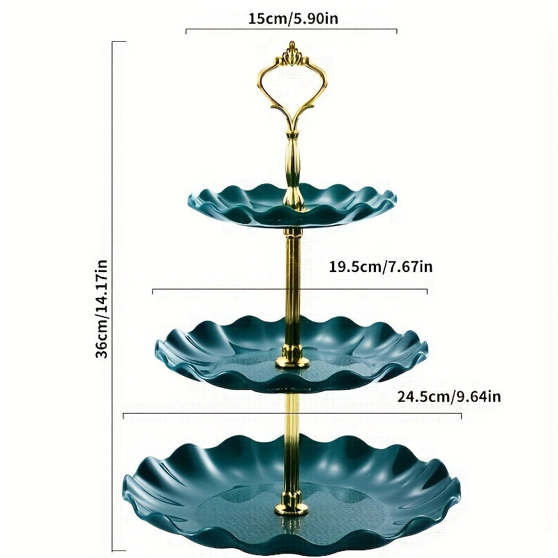 One three-layer candy tray for home use, featuring a festive New Year style and suitable for parties, weddings, restaurants, and buffets.