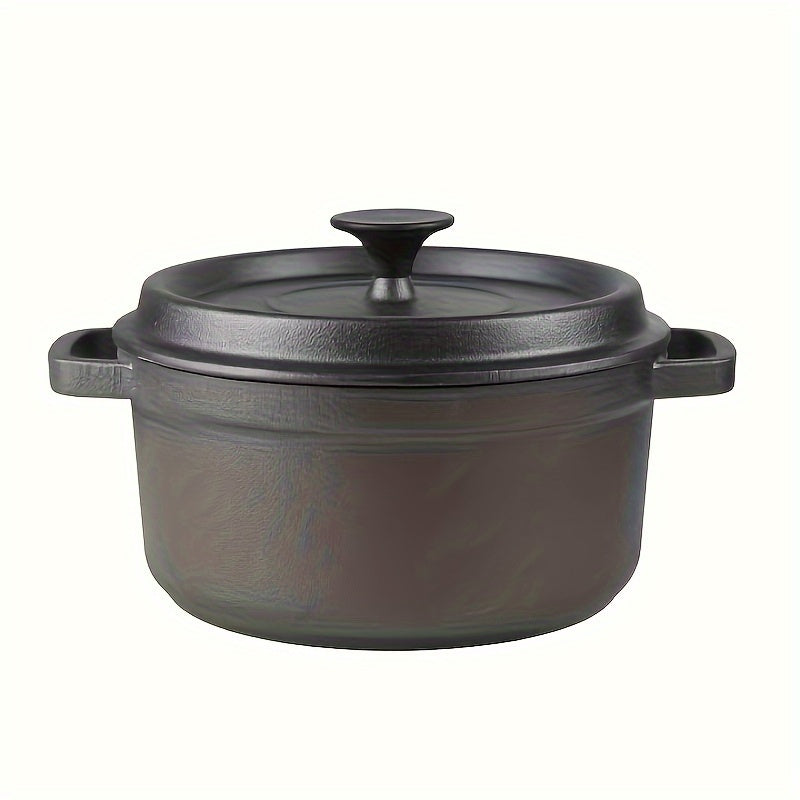 Heavy-duty Cast Iron Stew Pot featuring Two Handles - Durable, Non-Stick, No Coating Necessary for All-Purpose Cooking