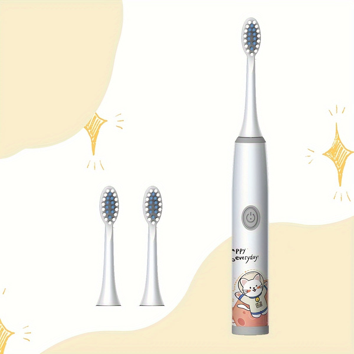 The New Space Series children's electric toothbrush set includes a battery-operated model with 3 to 6 brush heads, making it a perfect holiday gift for family and friends. Featuring soft