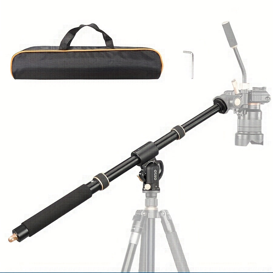 Lightweight horizontal pole with small camera swing arm for shooting vertically at 90 degrees. Compatible with DSLR, mirrorless cameras, and mobile phones. Bottom interface is 3/8 inch and