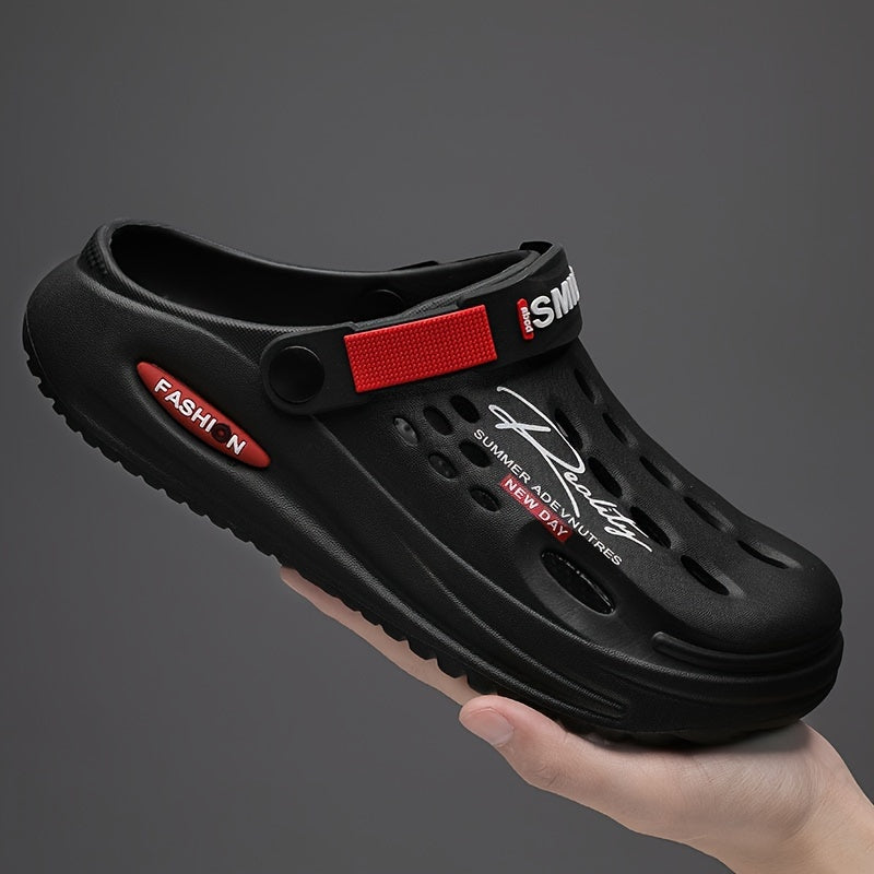 Men's slip-on clogs with breathable design, comfortable, non-slip sole, and thick platform for outdoor and garden use.