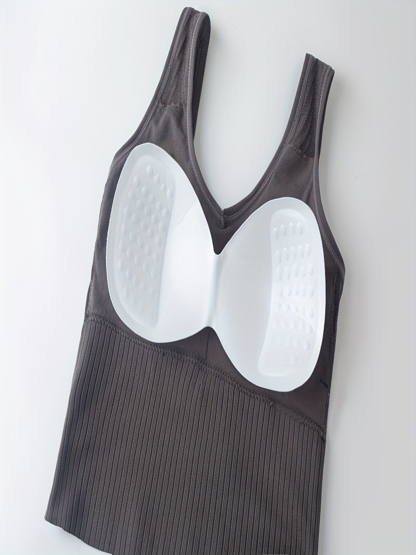 Ribbed tank top with wireless vest bra featuring detachable chest pads for women's lingerie and underwear.