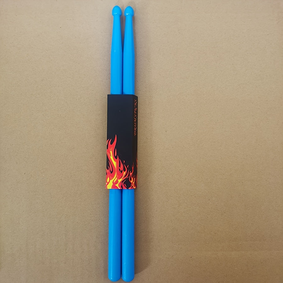 Colorful nylon drumsticks made of plastic, suitable for drum kits. Durable 5A drumsticks with non-slip design.