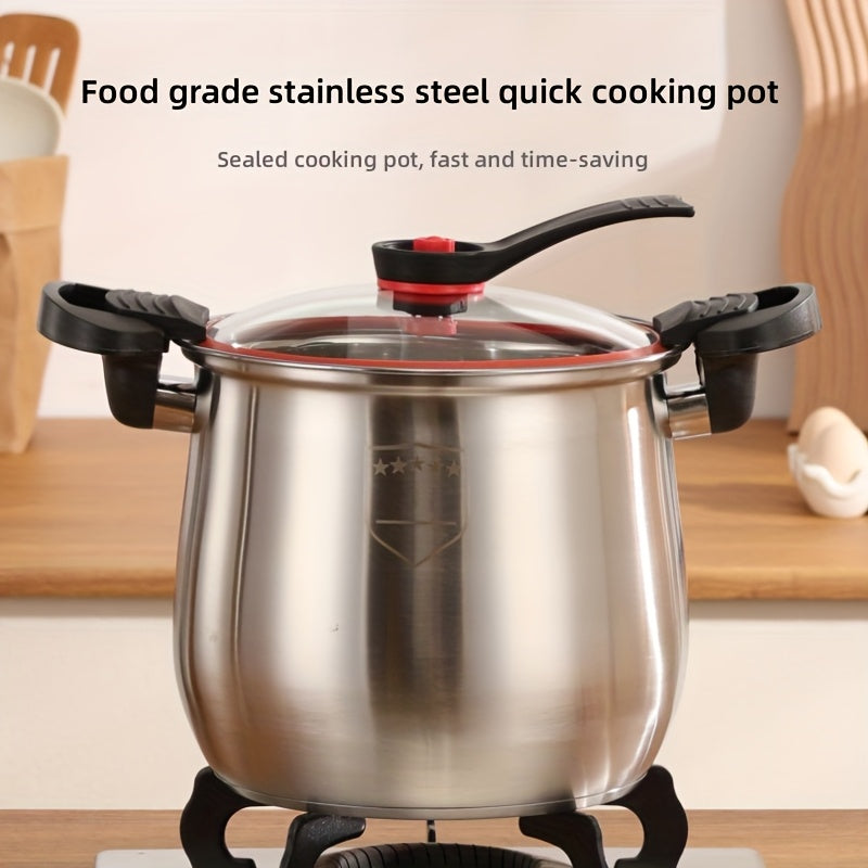 Multipurpose Stainless Steel Cooker - Food-Grade 304 Material, Non-Stick Soup Pot with Airtight Lid for Fast Boiling & Steaming, Spacious Size, Suitable for Induction Cooktops, Perfect for Home Cooking, Ideal for Braising