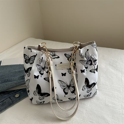 Stylish tote bag for women featuring a floral butterfly design, ideal for daily use and travel, also makes a lovely gift.