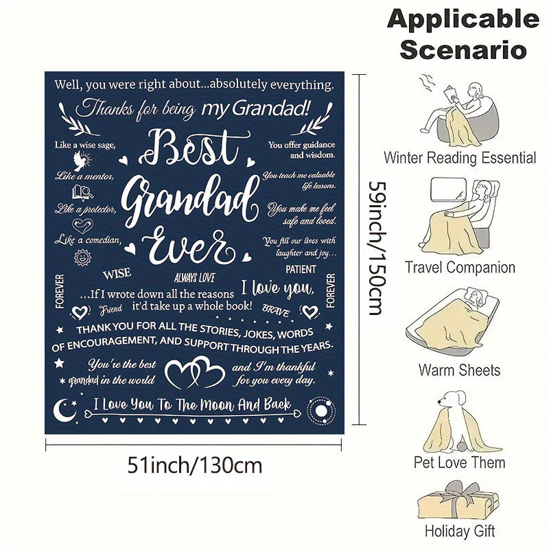 Soft and cozy throw blanket personalized with "Text Element 1pc" for Grandad, the best ever. The perfect birthday gift from his grandchildren.