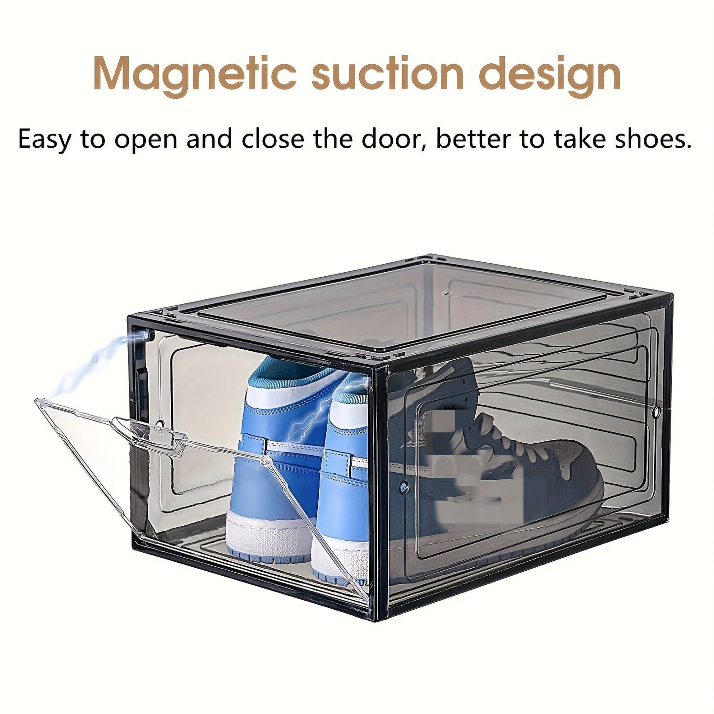 Folding Shoe Storage Box Set of 6 with Transparent Door, Durable Plastic Dustproof Containers for Shoes, Stackable Shoe Display Cases, Space-Saving Organizer for Bedroom, Bathroom, Office, Entryway, Hallway, Closet, Wardrobe, Home, Dormitory