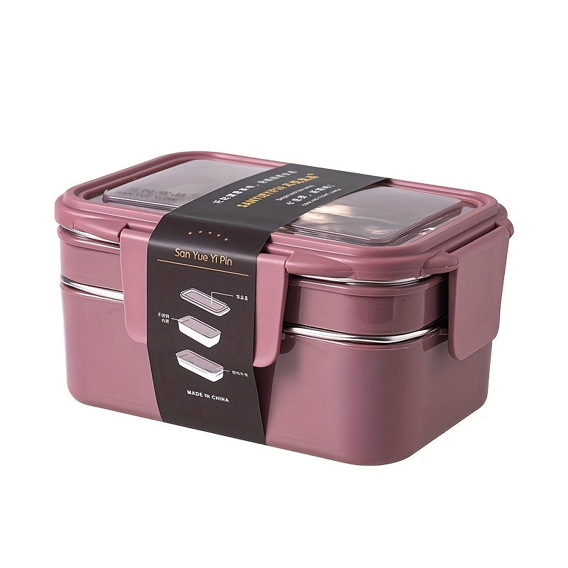 This stainless steel lunch box is programmable, has grids, and is leakproof. It is a dishwasher safe bento container with a rectangle shape for convenient food storage in various settings such as the office, school, canteen, or home kitchen. No