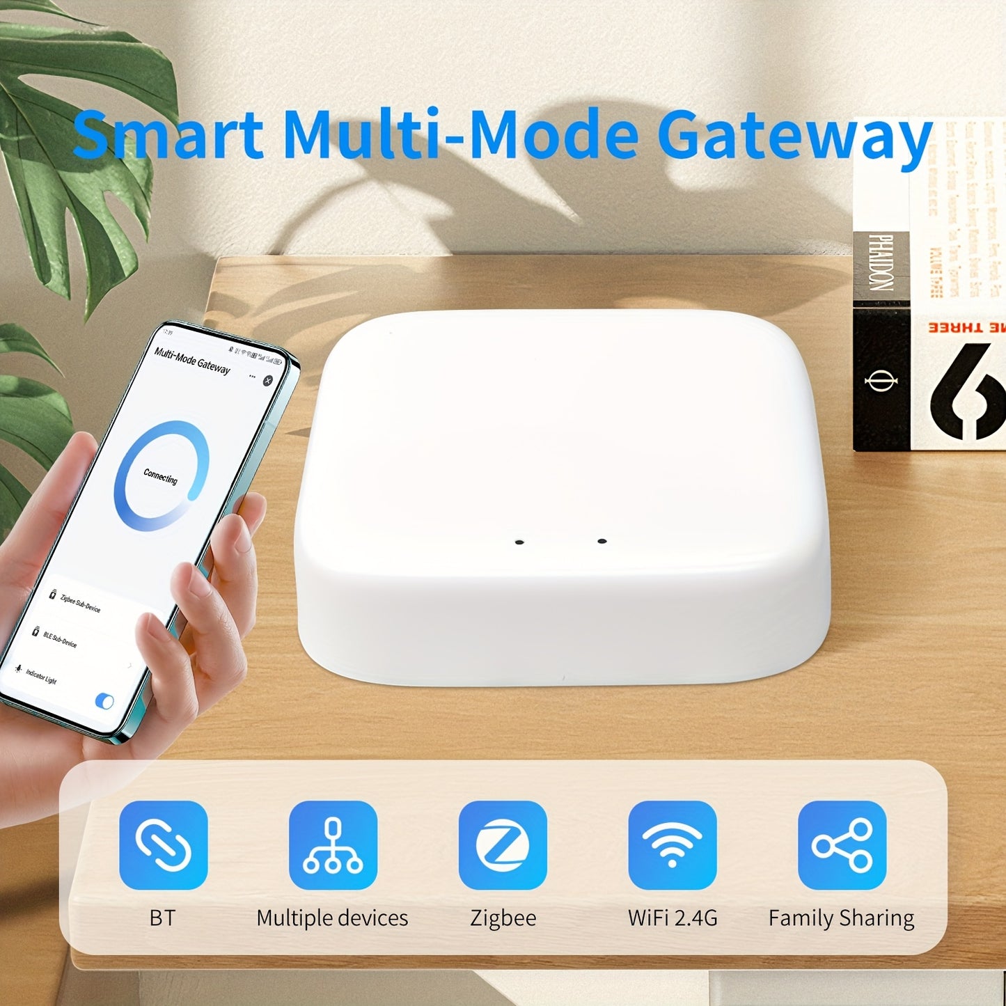 Tuya 3.0 Gateway Hub with Zigbee & BLE Mesh, USB powered, 36V voltage, wireless connectivity, works with Alexa & Google Assistant.