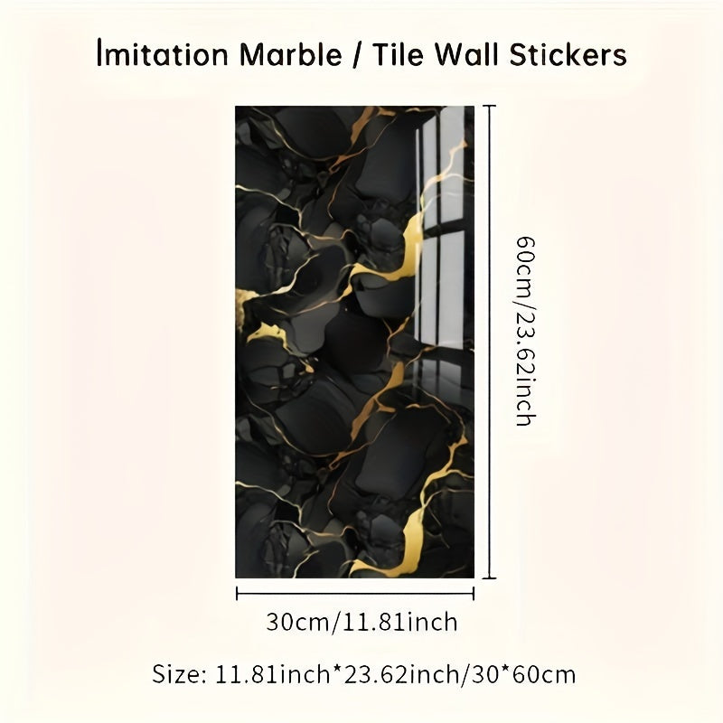 10/22pcs 3D Imitation Marble Ceramic Tile Wall Stickers with strong adhesive for easy installation in home decoration