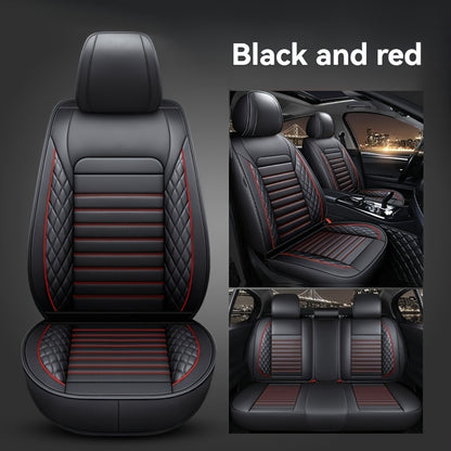 Luxurious 5-seater car seat covers set with faux leather surface, ideal for sedans and SUVs. Easy maintenance, non-textile weave, perfect New Year gift.