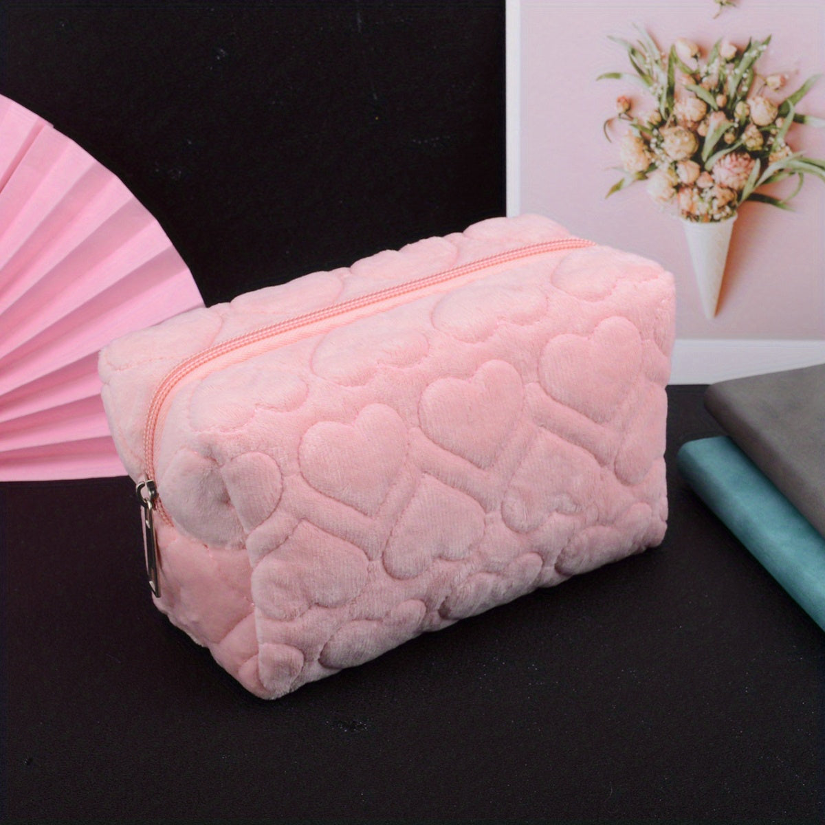 Cute Love Plush Pencil Case for School and Daily Use