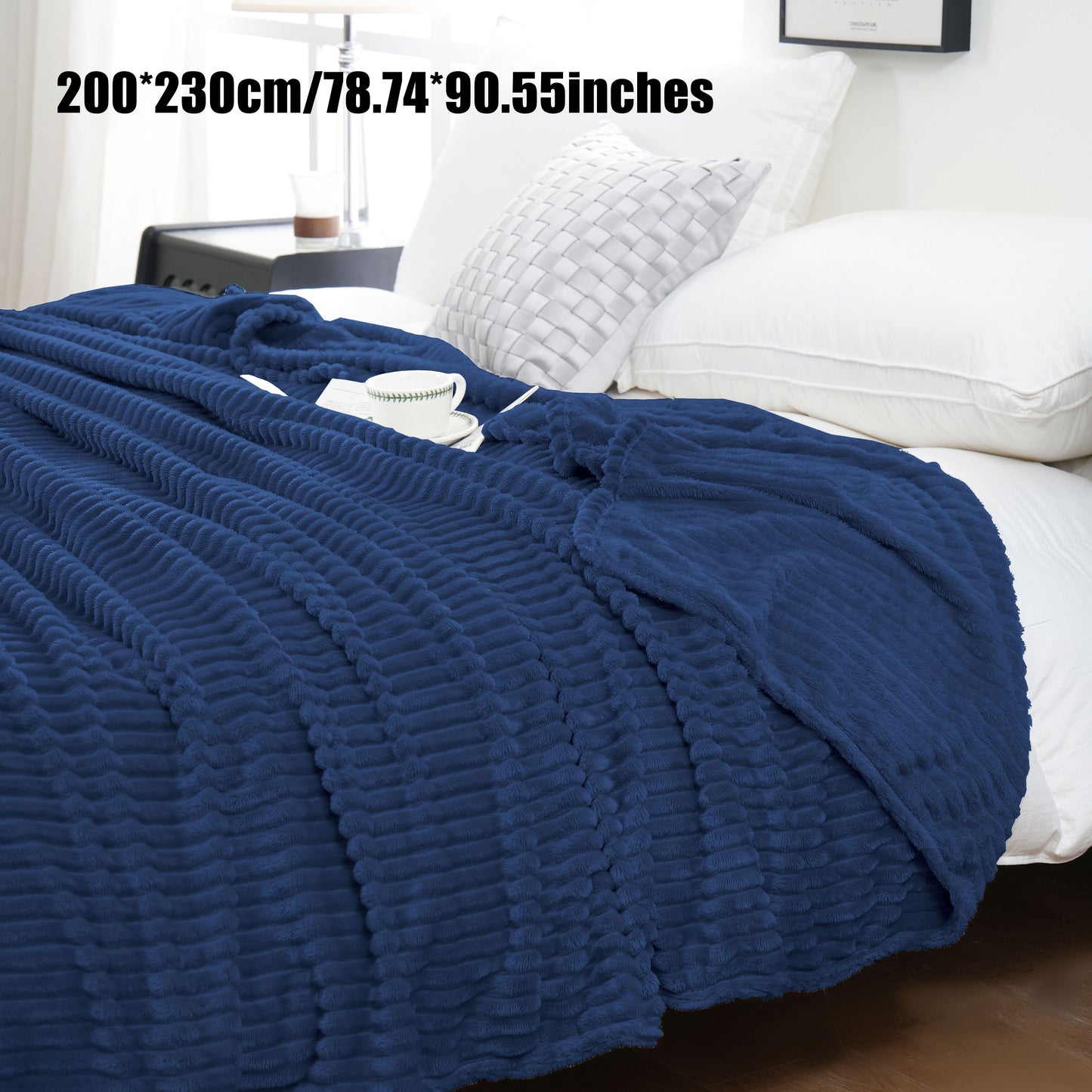 Enjoy the cozy comfort of our 1 piece 220GSM Flannel Throw Blanket, featuring a soft and warm ribbed design available in Beige, Gray, Black, or White. Perfect for all seasons, this blanket is ideal for use in the bedroom, sofa, office, or even for your