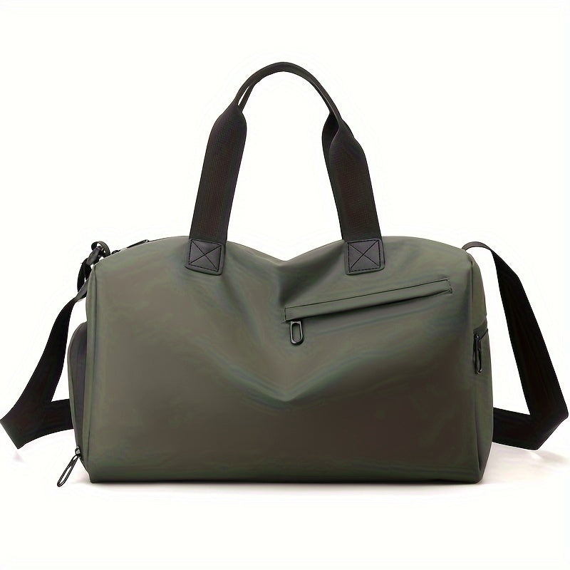 Casual weekend travel duffel bag with shoe compartment.