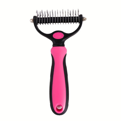 1pc Double-sided Dog Undercoat Hair Removal Comb with Non-slip Gentle Slicker Brush