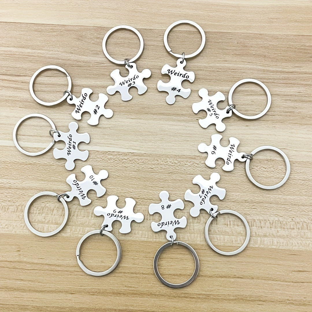 Set of 5, 6, 7, 8, 9, or 10 Engraved Best Friends Keychains - Made of Stainless Steel with Puzzle Design. Ideal for Graduation, Christmas, or any occasion to show appreciation to your BFFs or family. A symbol of enduring friendship that is suitable for