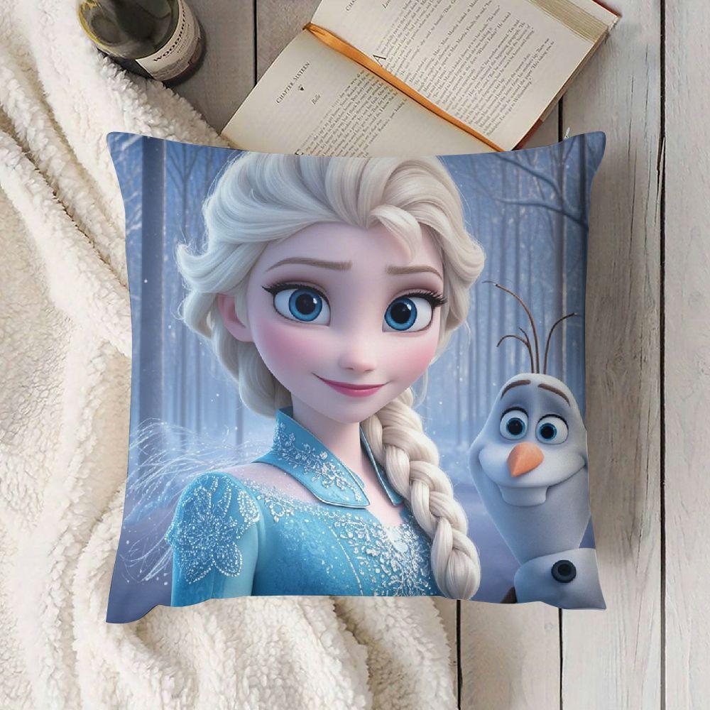 Two pieces of Frozen pillow covers made from soft polyester, double-sided for use on both sofa and outdoor decor.