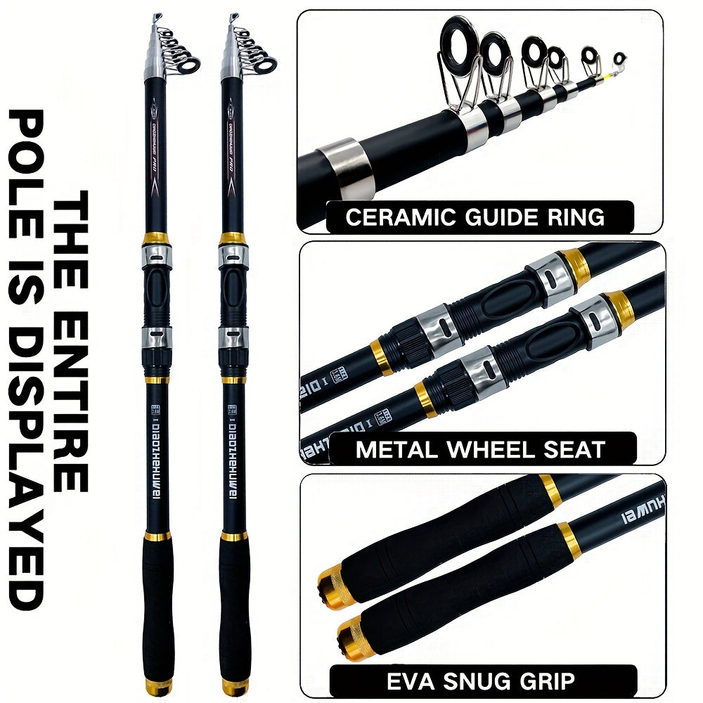 Lightweight and sturdy Telescopic Carbon Fiber Fishing Rod for long-distance casting and sea fishing.