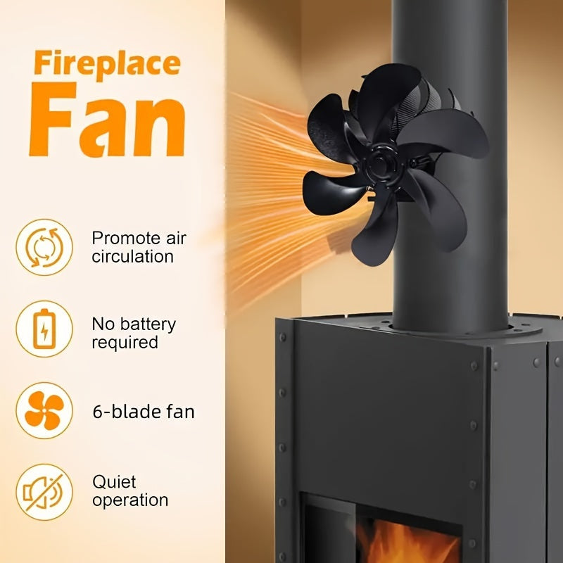 Fireplace Fan Set: Includes 6 Non-Magnetic Fans for Wood Flue Pipes and Stoves. Heat Driven for Efficient Operation. Enhance your Decor with this Chimney Wood Burner/Fireplace Fan.