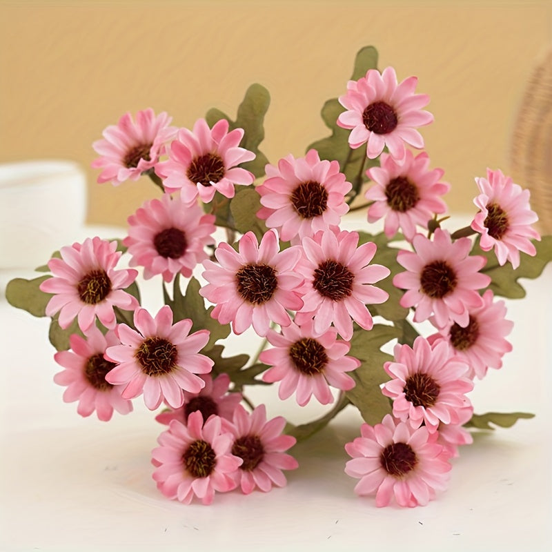 Vibrant Autumn Daisy Artificial Flower for weddings, birthdays, and home decor. Versatile plastic bouquet for living room, bedroom, and garden sill.