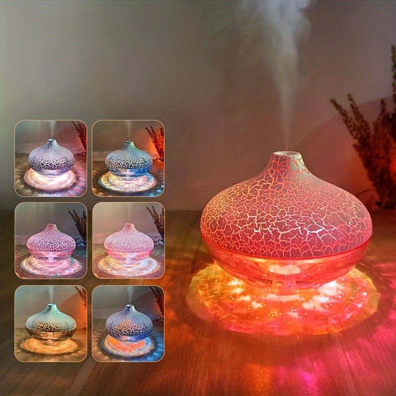 New Crystal Running Light USB Humidifier Aroma Diffuser, 300Ml, Suitable for Multiple Scenarios, Colorful Ambient Light, Silent Mist Hydration Device, USB Powered. Batteries Not Included.