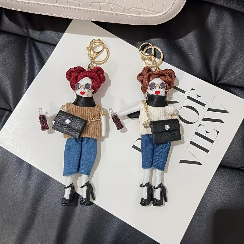 Fashion Doll Keychain Cute Cloth Key Chain Ring Bag Backpack Charm Car Key Pendant - a perfect gift for women for daily use.